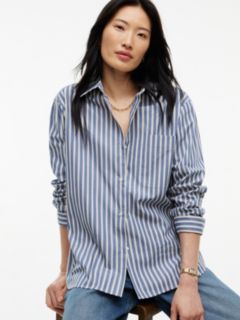Classic Oversized Fit Logo Poplin Shirt — Blue 3