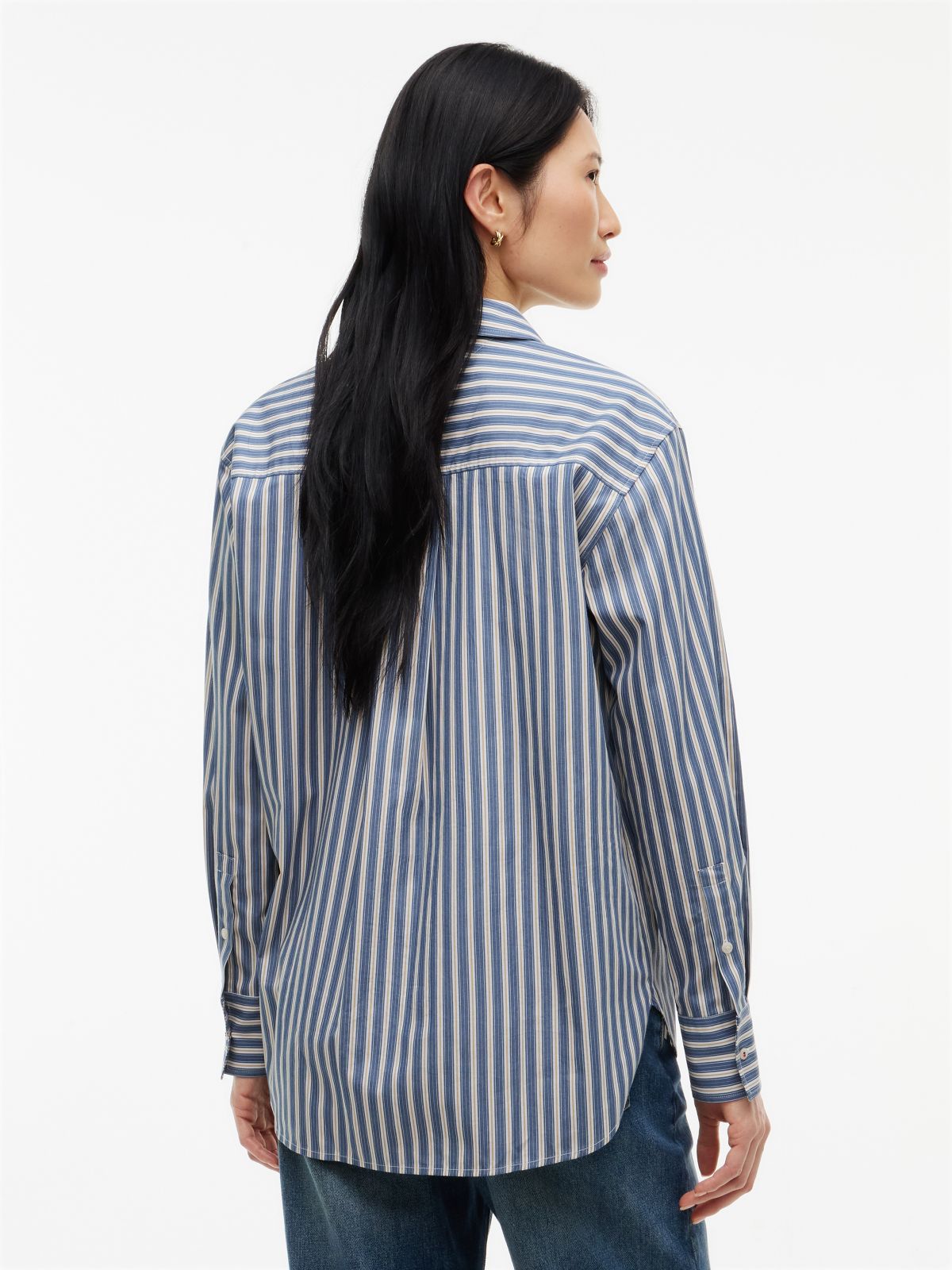 Classic Oversized Fit Logo Poplin Shirt — Blue