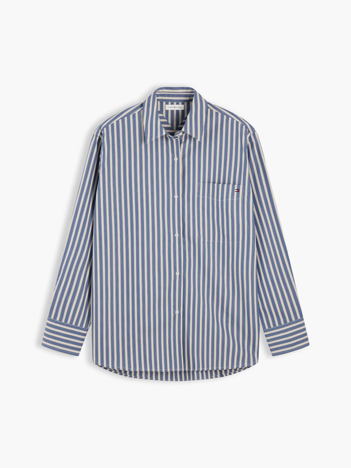 Classic Oversized Fit Logo Poplin Shirt — Blue