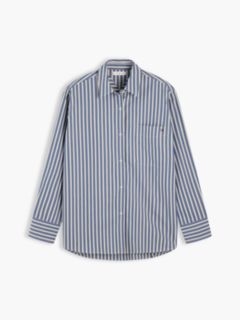 Classic Oversized Fit Logo Poplin Shirt — Blue 5