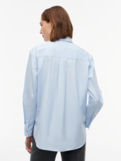 Classic Oversized Fit Logo Poplin Shirt — Blue 4