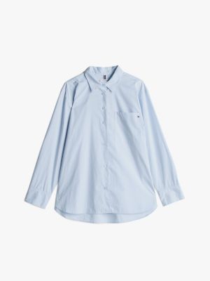 camicia oversize in popeline blu da donne tommy hilfiger