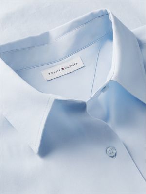blau classic oversized fit popeline-hemd mit logo für damen - tommy hilfiger
