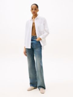 Classic Oversized Fit Logo Poplin Shirt — White 3