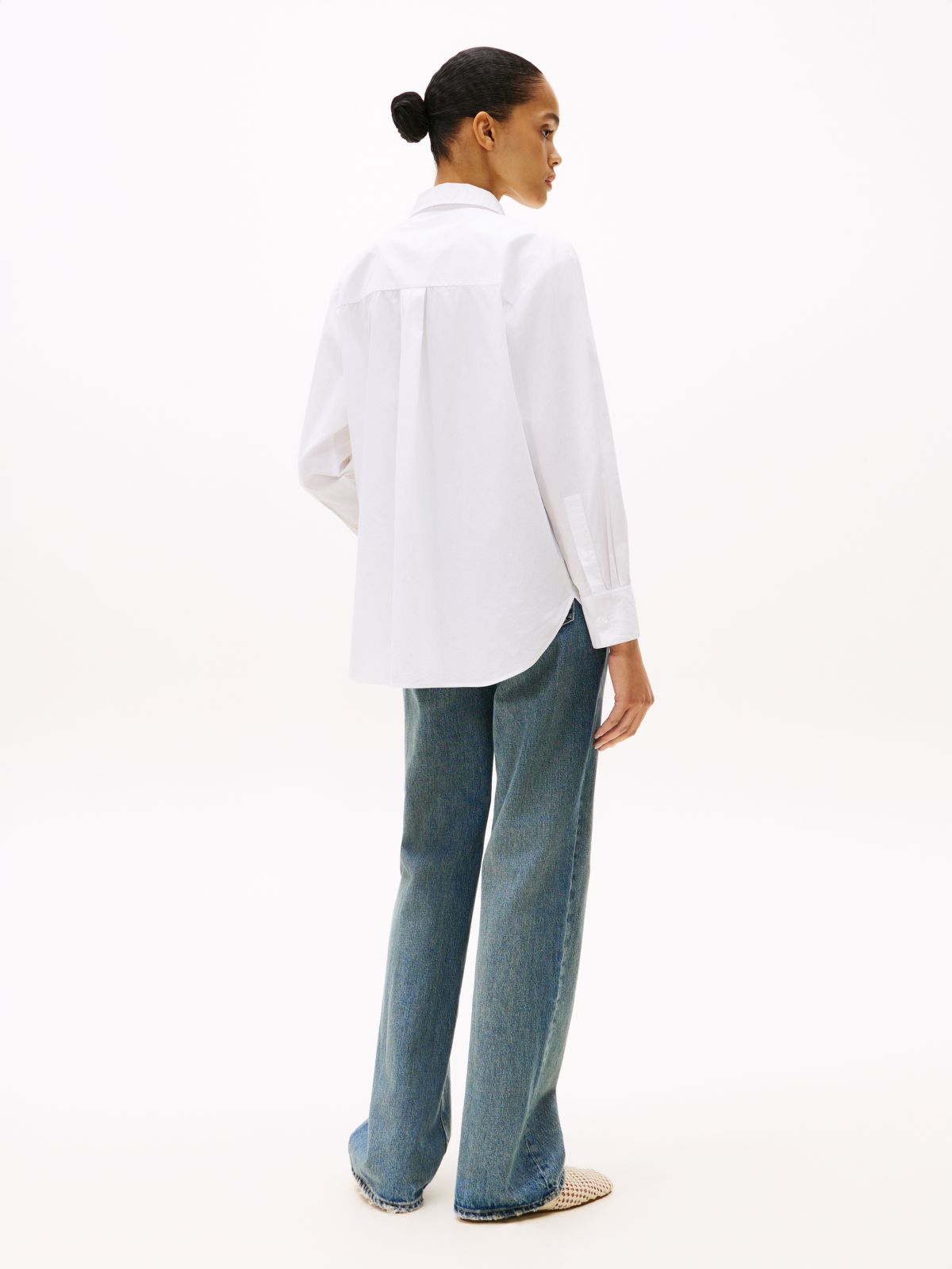 Classic Oversized Fit Logo Poplin Shirt — White