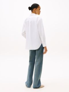 Classic Oversized Fit Logo Poplin Shirt — White 4