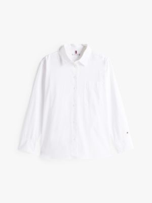 camicia oversize in popeline bianco da donne tommy hilfiger