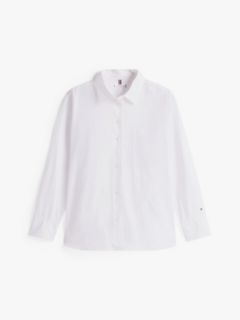 Classic Oversized Fit Logo Poplin Shirt — White 5