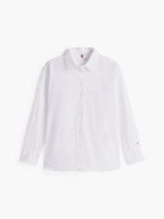 Classic Oversized Fit Logo Poplin Shirt — White 6