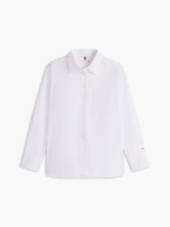 Classic Oversized Fit Logo Poplin Shirt — White 7