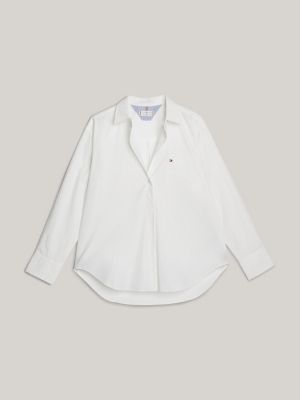 white adaptive oversized fit poplin shirt for women tommy hilfiger