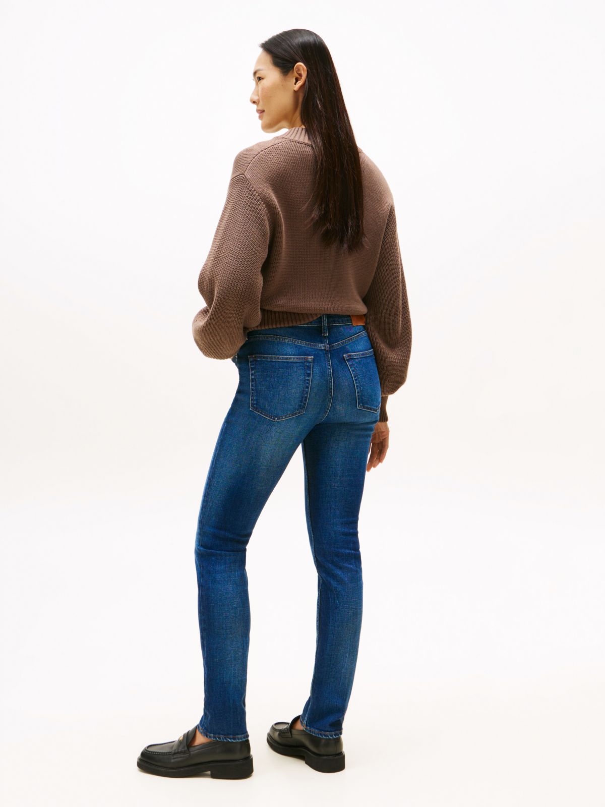 Faded Mid Rise Slim Jeans — Blue