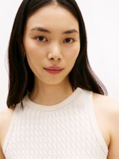 Cable Knit Slim Sweater Vest — Beige 2