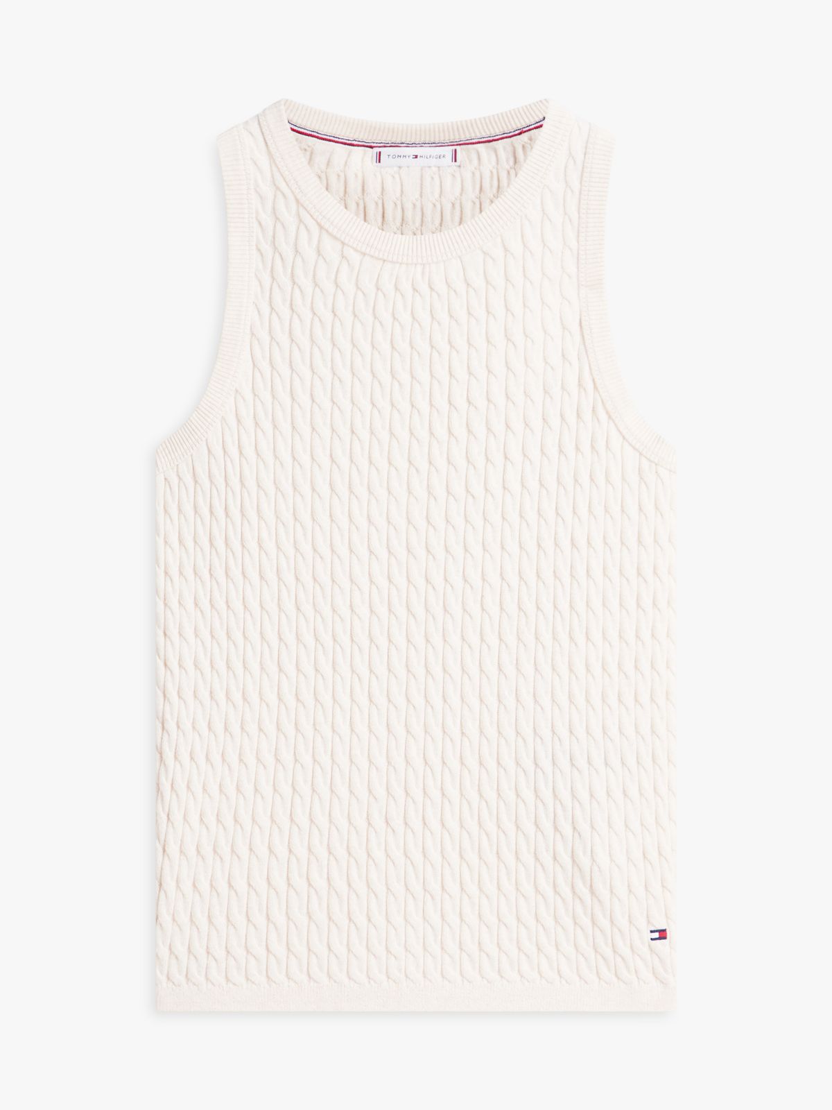Cable Knit Slim Sweater Vest — Beige