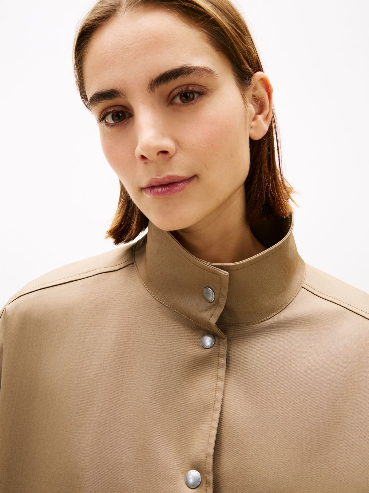Water Repellent Oversized Car Coat — Beige