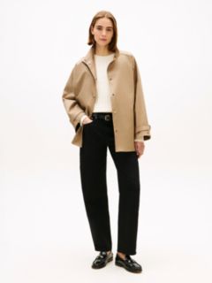 Water Repellent Oversized Car Coat — Beige 3