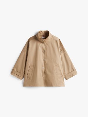 beige water repellent oversized car coat for women tommy hilfiger