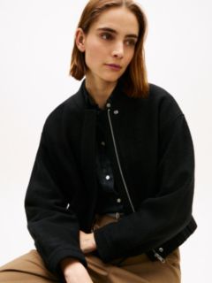 Textured Wool Blend Bomber Jacket — Black 2