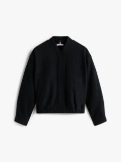 Textured Wool Blend Bomber Jacket — Black 6