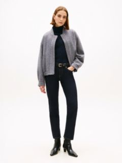 Textured Wool Blend Bomber Jacket — Grey 3