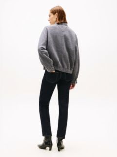 Textured Wool Blend Bomber Jacket — Grey 6
