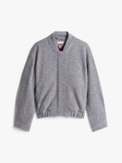 Textured Wool Blend Bomber Jacket — Grey 7