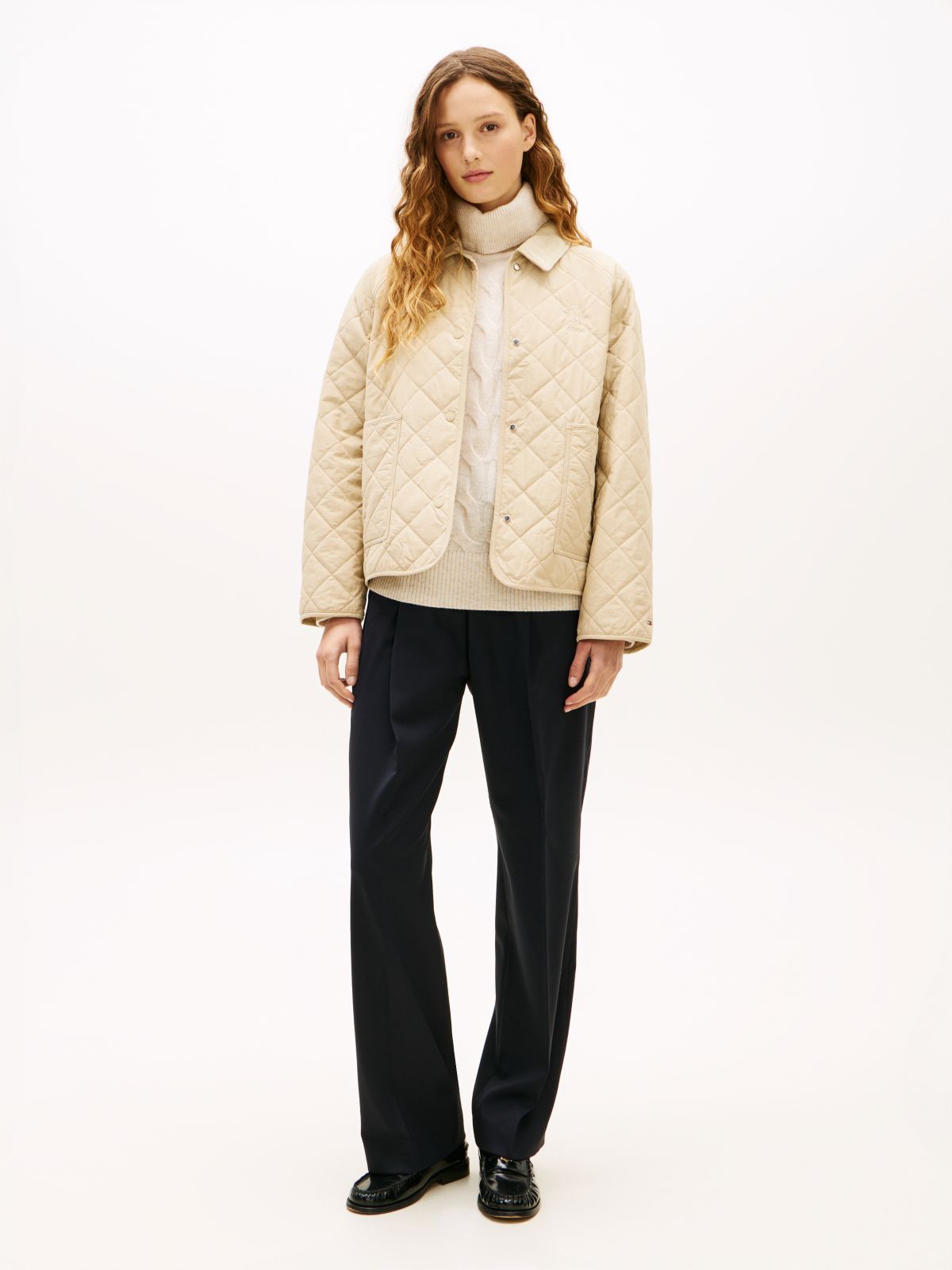 Crest Water Repellent Quilted Mac Coat — Beige