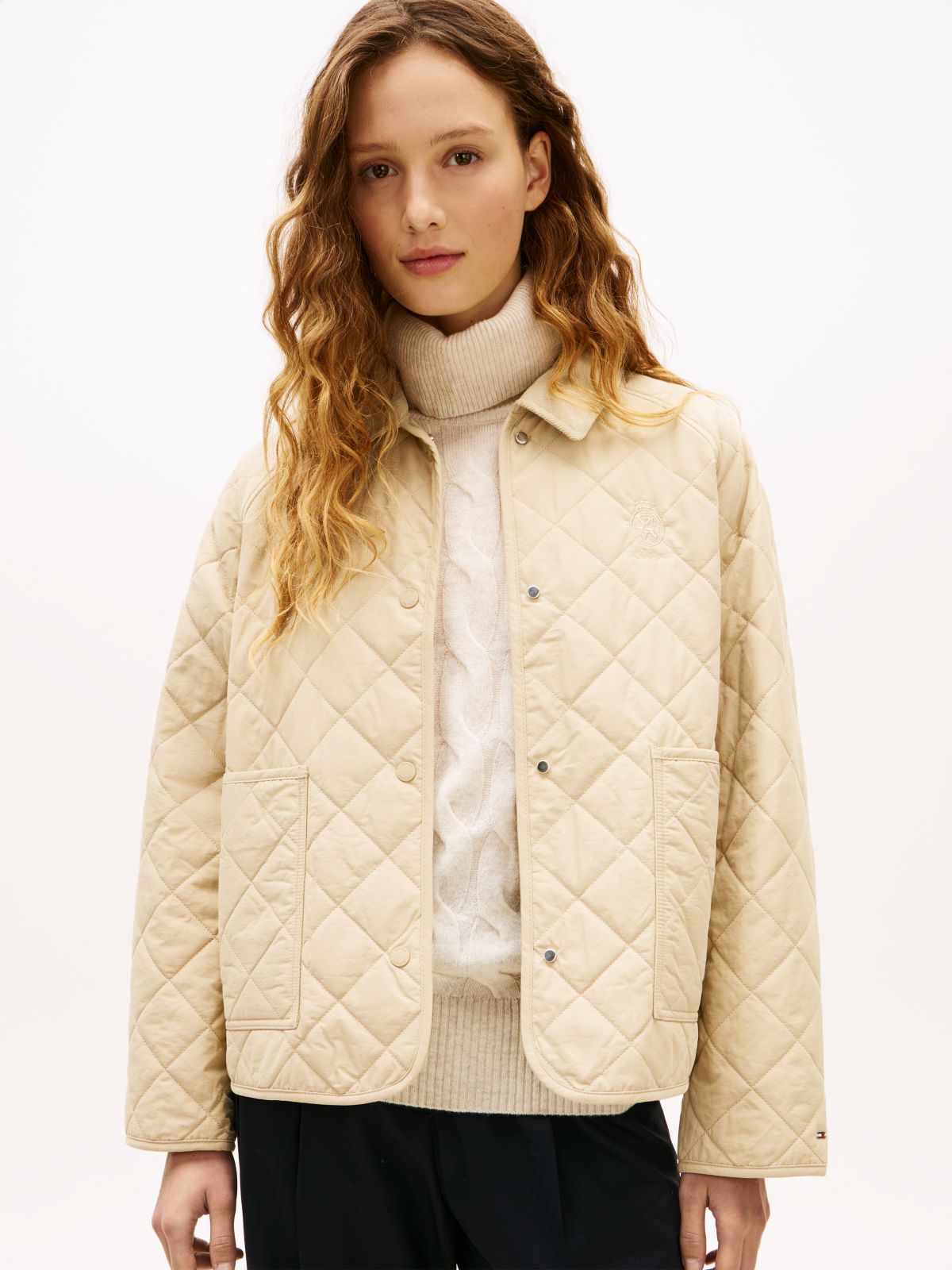 Crest Water Repellent Quilted Mac Coat — Beige