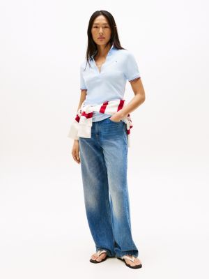 blauw 1985 slim fit polo met gepunte kraag voor dames - tommy hilfiger