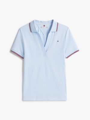 blauw 1985 slim fit polo met gepunte kraag voor dames - tommy hilfiger