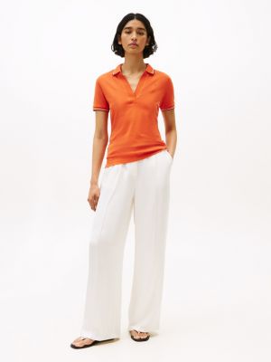 blue 1985 tipped slim fit polo shirt for women tommy hilfiger
