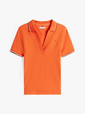 blue 1985 tipped slim fit polo shirt for women tommy hilfiger