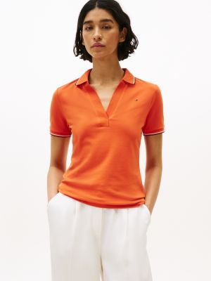 polo ajusté 1985 à liserés blue pour femmes tommy hilfiger