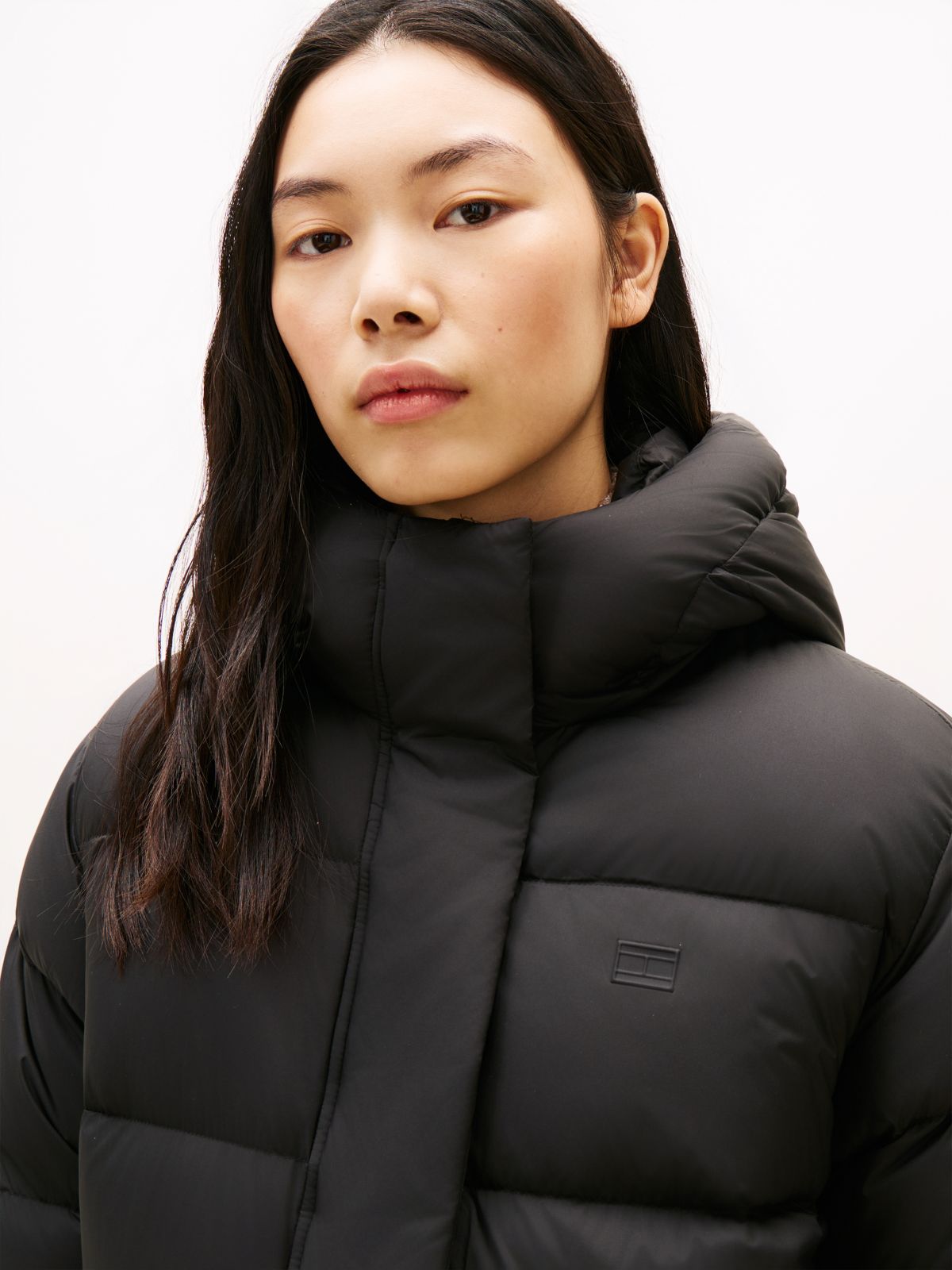 Down Hooded Puffer Jacket — Black