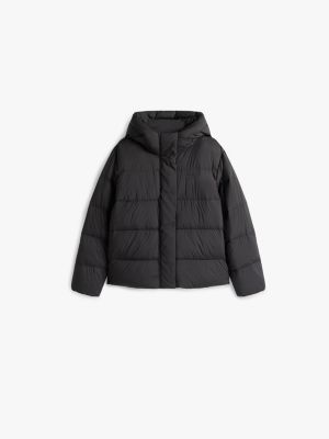 black down hooded puffer jacket for women tommy hilfiger