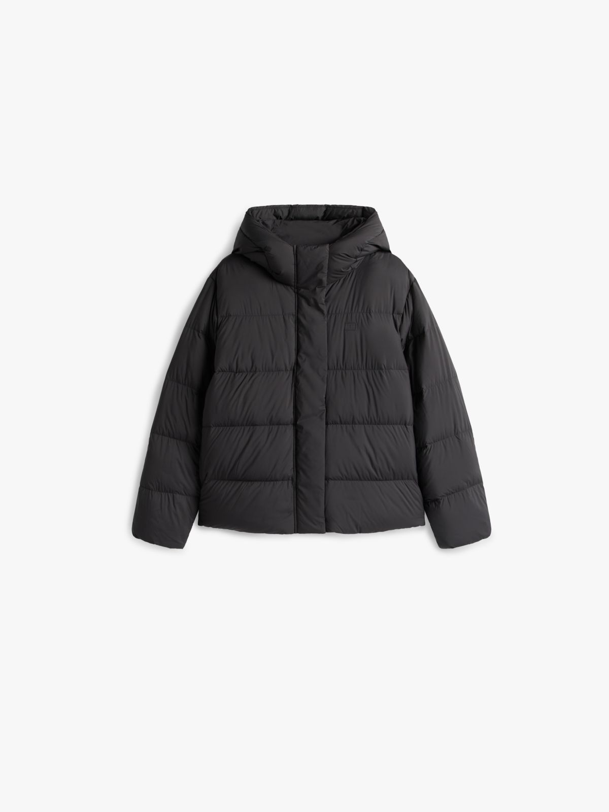 Down Hooded Puffer Jacket — Black