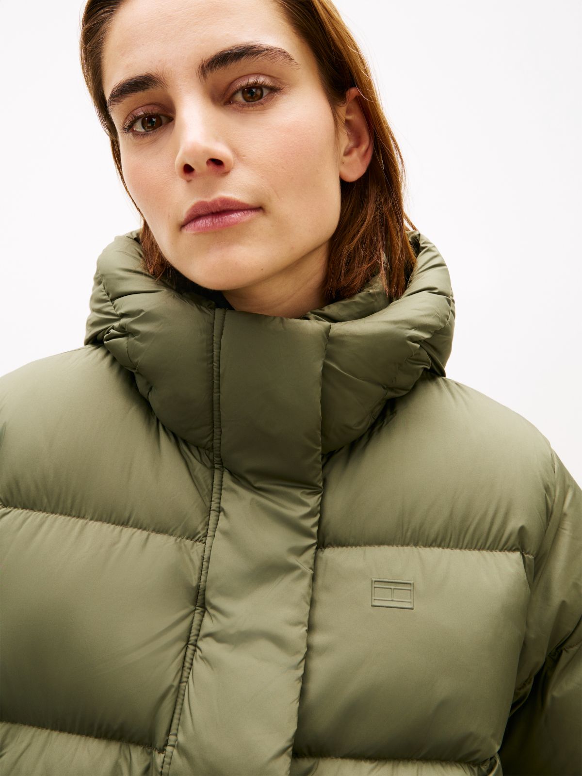 Down Hooded Puffer Jacket — Green
