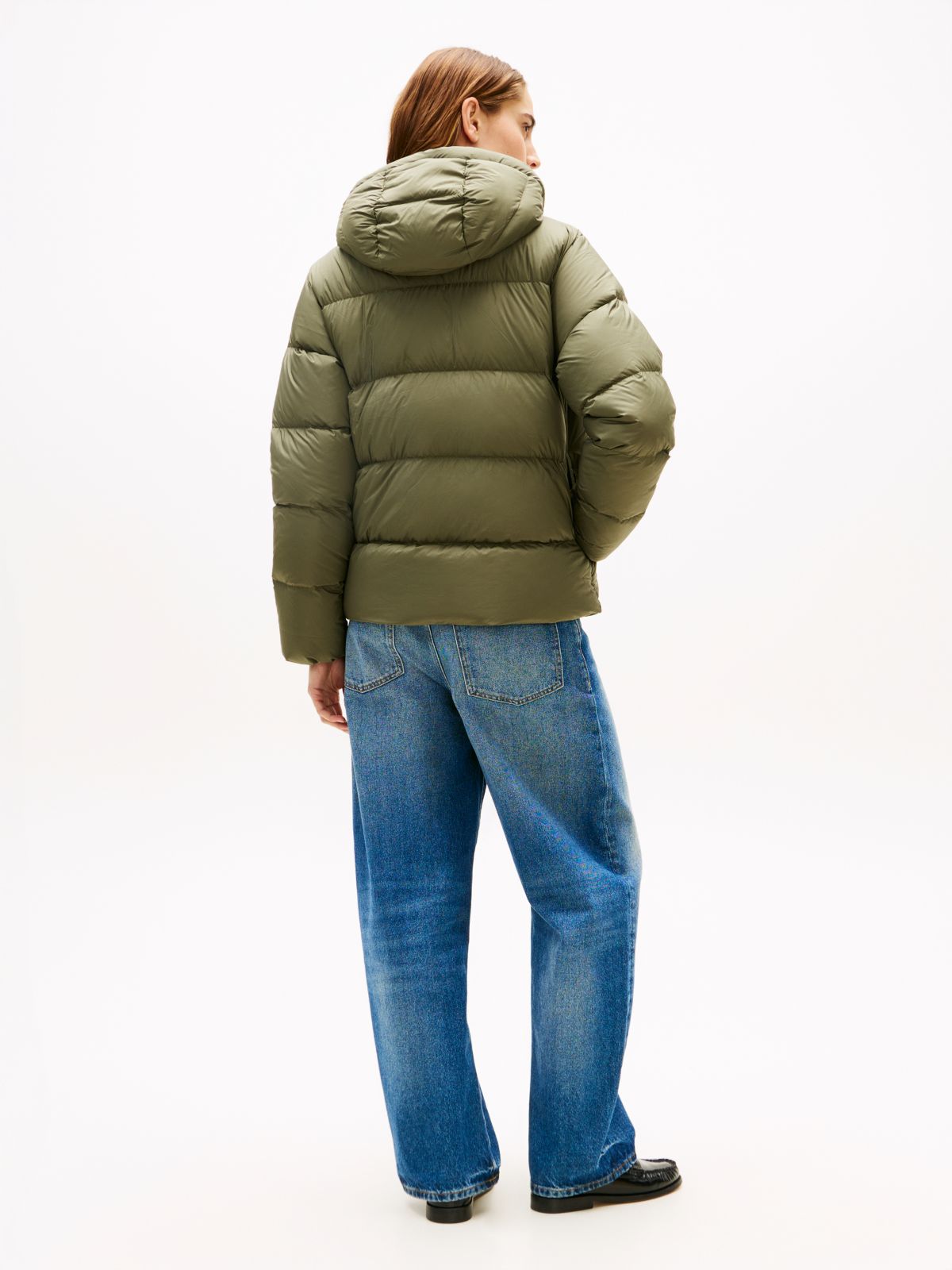 Down Hooded Puffer Jacket — Green
