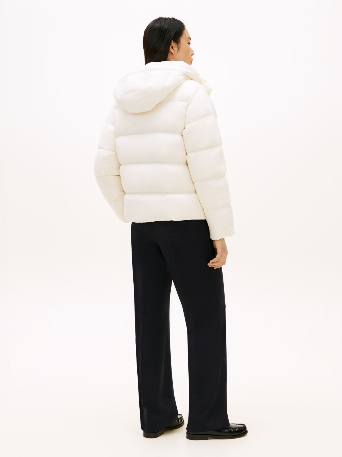 Down Hooded Puffer Jacket — White