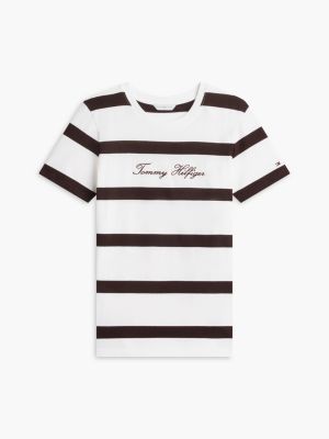 white logo jersey crew neck t-shirt for women tommy hilfiger