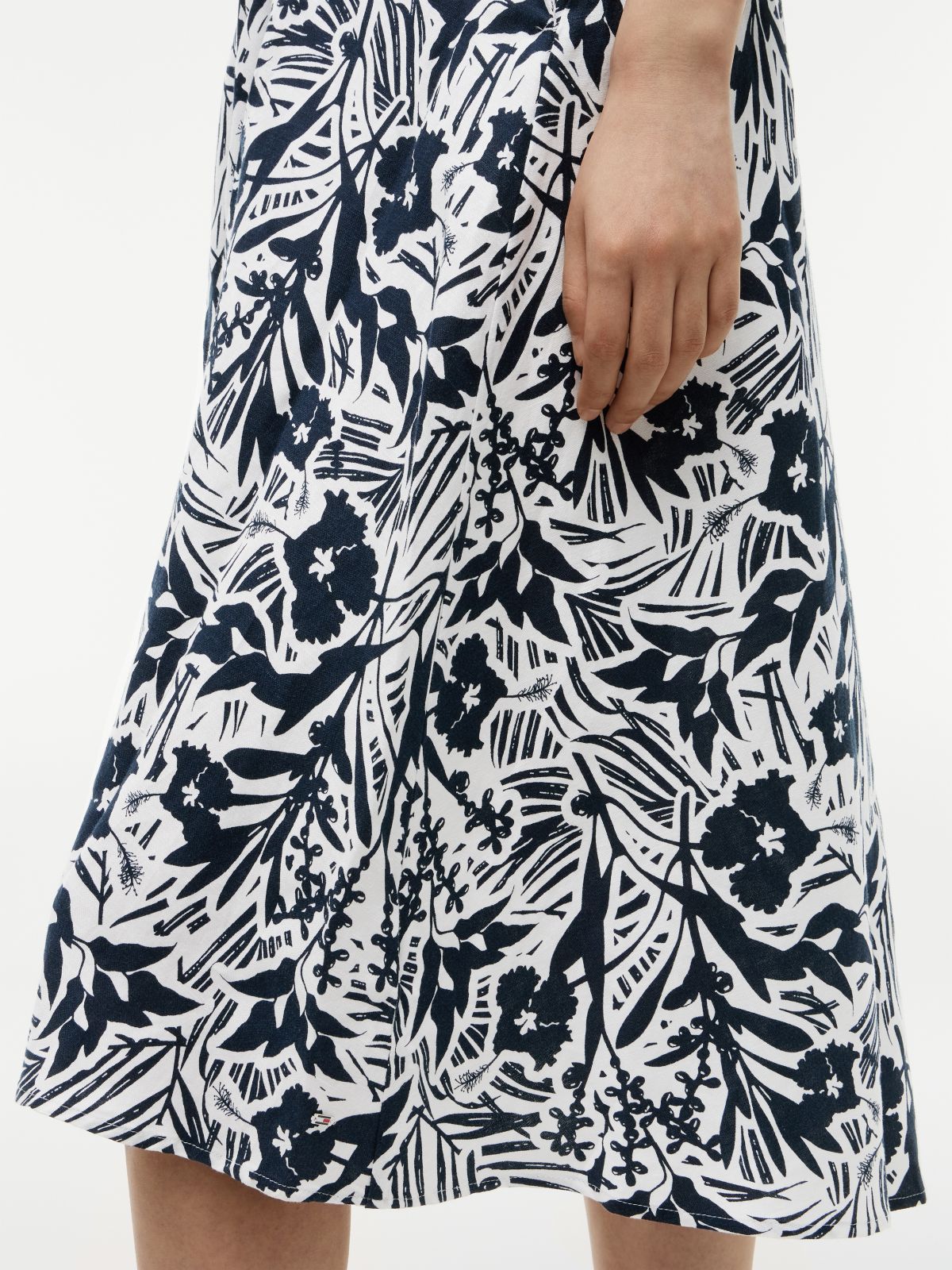 Linen Blend Knot Midi Shirt Dress — Multi