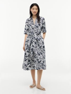 robe chemise midi en lin mélangé à nœud multi pour femmes tommy hilfiger