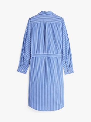 vestido camisero midi de popelín adaptative azul de mujeres tommy hilfiger