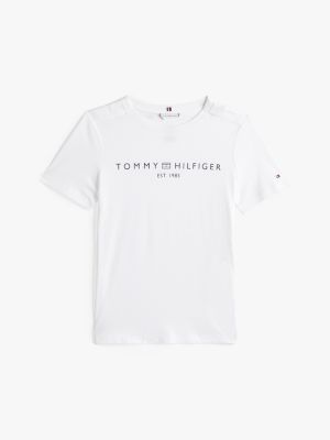 white adaptive logo-t-shirt mit rundhalsausschnitt für damen - tommy hilfiger