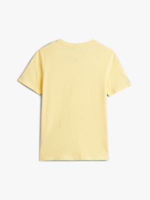 t-shirt adaptive à logo et col ras-du-cou jaune pour femmes tommy hilfiger