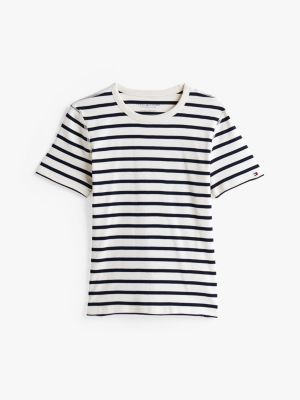 t-shirt adaptive slim fit con bandierina multicolore da donne tommy hilfiger