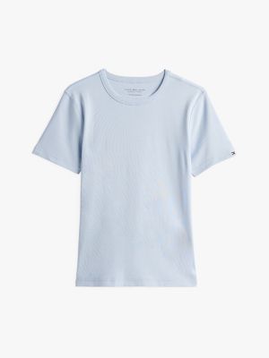 blue adaptive slim t-shirt met geborduurde vlag voor dames - tommy hilfiger