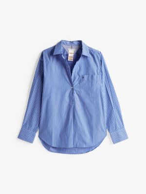 camicia adaptive oversize in popeline bianco da donne tommy hilfiger