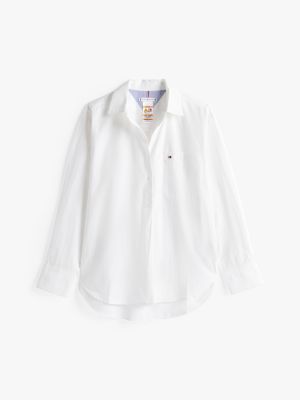 camicia adaptive oversize in popeline bianco da donne tommy hilfiger