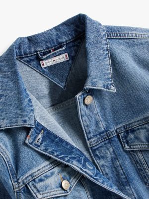 veste adaptive ajustée en denim bleu pour femmes tommy hilfiger